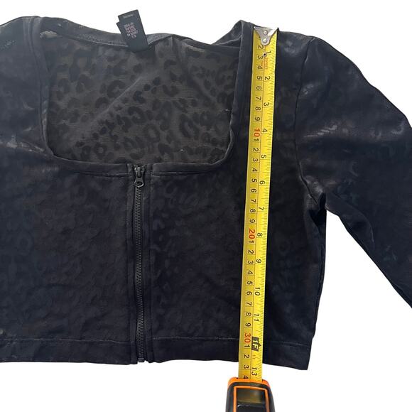 Victoria's Secret Leopard print Black mesh long sleeve Top, zip up Size S - Picture 5 of 16
